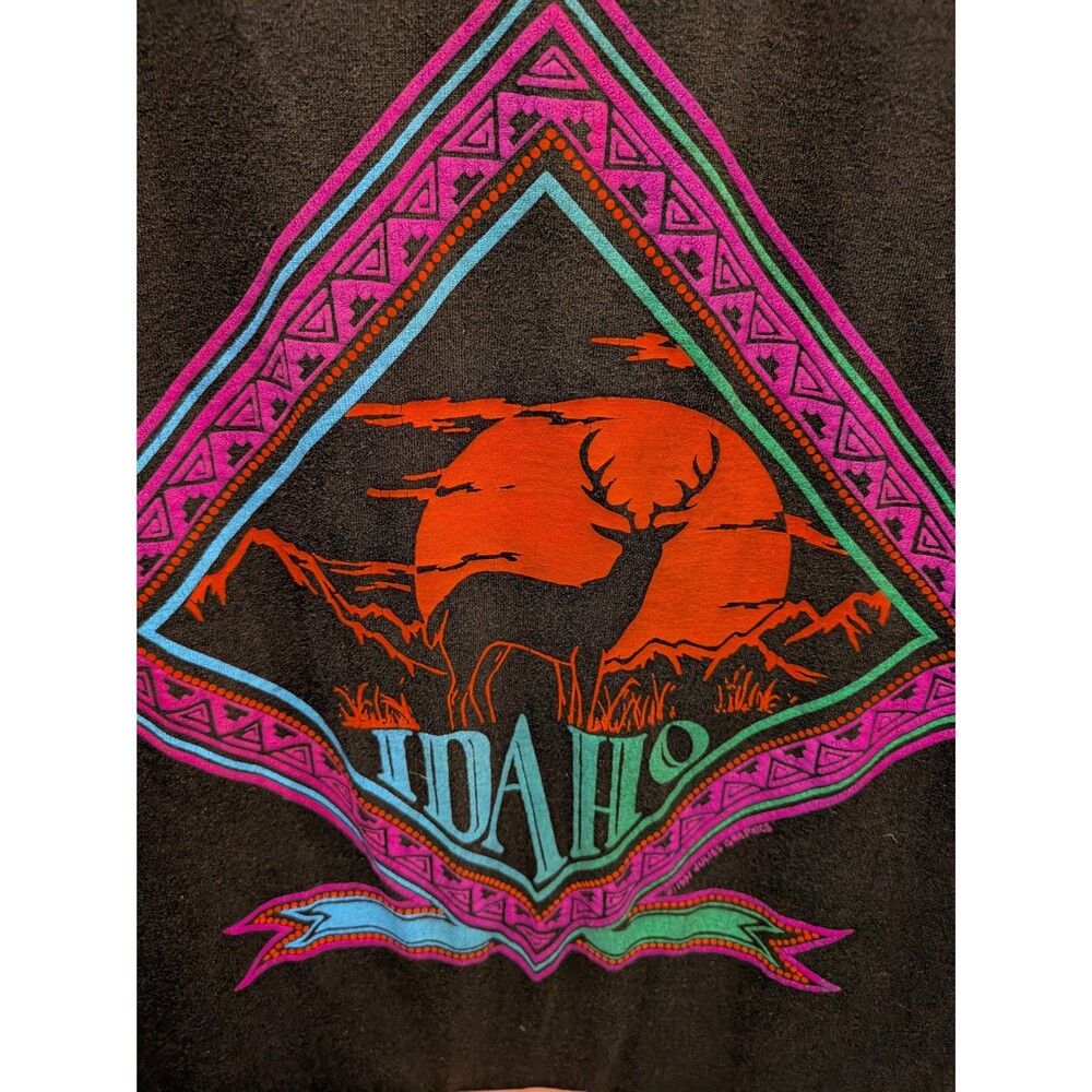 Vintage Idaho Elk Tee 90s Southwestern Graphic Single Stitch Wildlife Medium - Picture 5 of 7